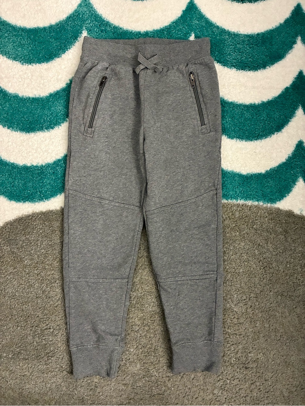 Hanna Andersson Double Knee Slim Sweatpants (Heathered Grey) Size 6-7